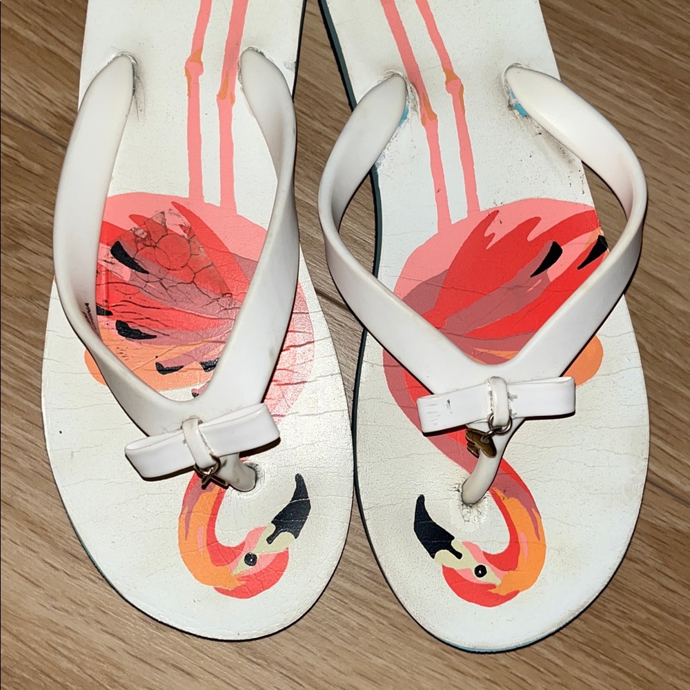 kate spade White Flip Flops with Flamingo Graphic - Picture 2 of 5